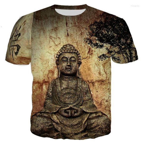 Camisetas para hombre 2023 camisetas con estampado 3D con estatuas de Buda Hip-hop Anime Harajuku Streetwear moda e interesante Top