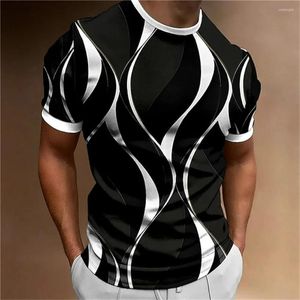 Mannen T-shirts 2023 3D Afdrukken Eenvoudige Arc Patroon T-shirt Zomer Korte Mouw Ronde Hals Fashion Casual Top Kleding