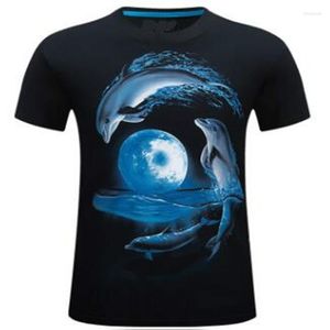 T-shirts pour hommes 2023 T-shirt à manches courtes 3D Explosion Personnalité dominatrice avec stéréo XL - Dauphin