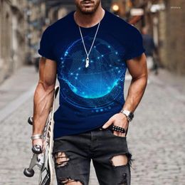 T-shirt da uomo 2023 Tecnologia AI Illustrazione T-shirt creativa Manica corta 3D Top Oversize Traspirante Punk Casual