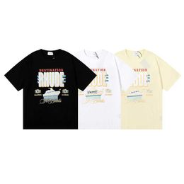 T-shirts pour hommes 2023 American Fashion Rhude Yacht Printing T-shirt à manches courtes en pur coton à double fil pour hommes et femmes