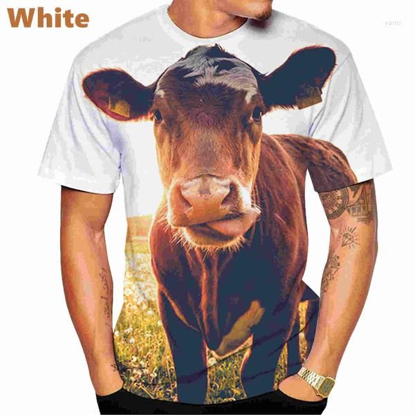 Camisetas para hombres 2023 Camiseta de animales Vaca Impresión 3D Camisa divertida neutral Manga corta Cuello redondo Ropa de verano