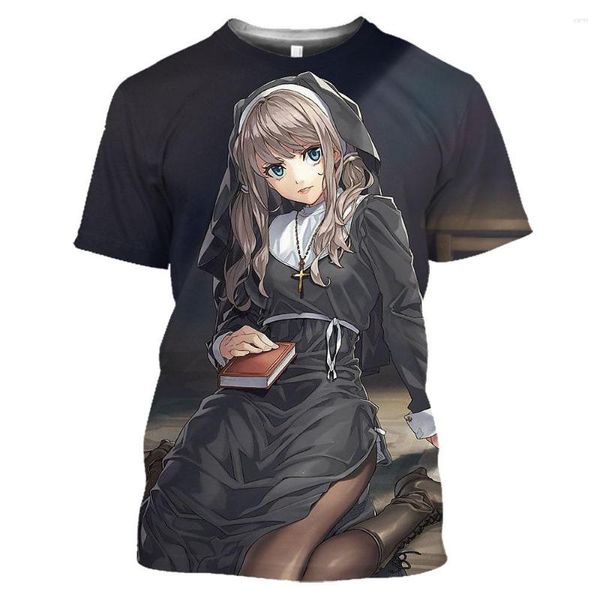 Camisetas para hombre 2023 Anime Sexy chicas Kawaii camisetas con estampado 3D ropa de calle hombres mujeres moda Casual de gran tamaño cuello redondo Harajuku camisetas
