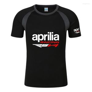 Camisetas masculinas 2023 Aprilia Racing RSV4 Impresión de moda de verano O Neck Shorts Raglan Manga Color Camiseta Top