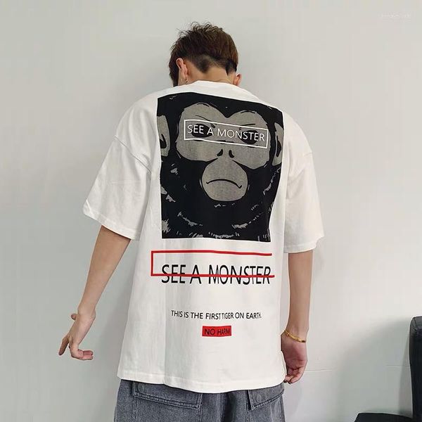 T-shirts pour hommes 2023 Arrivée Hip Hop Porter Loisirs D'été Court Lâche Imprimé Décontracté O-cou Chemise Hommes Coton T-shirt Homme