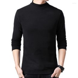 Camisetas de hombre 2023 Otoño Invierno camisa de manga larga delgada cuello alto ropa de fondo cálida Camisas Koszulki blusa Kleding