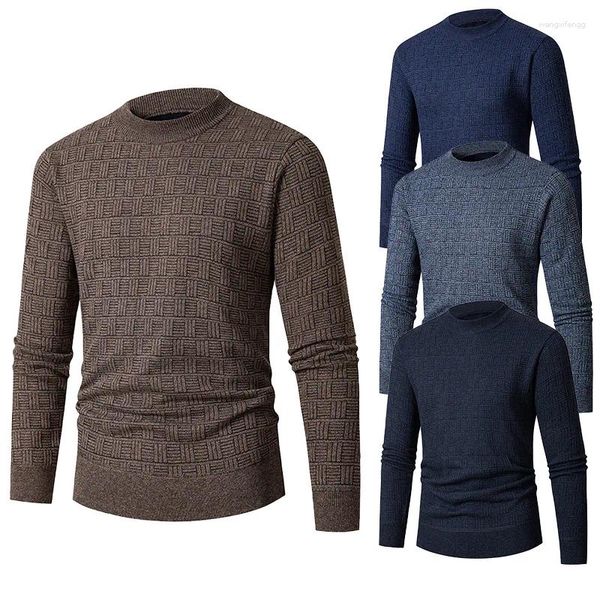 Camisetas para hombres 2023 Otoño/Invierno Suéter versátil Moda Color sólido Capa interior cálida Prendas de punto Top Underlay