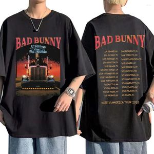 T-shirts pour hommes 2023 Bad El Ulitimo Tour Del Mundo T-shirt imprimé double face nord-américain Hip Hop Streetwear T-shirt surdimensionné