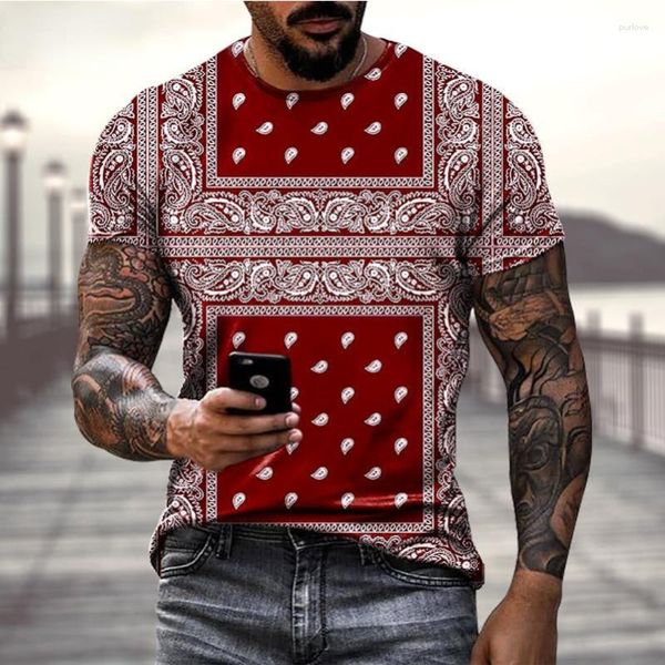 Camisetas para hombre 2023, camiseta Bandana para mujer, camiseta informal con estampado 3D de manga corta, ropa de calle de gran tamaño, camisetas para hombre, ropa genial para hombre