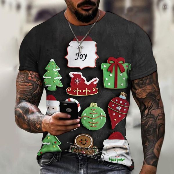 Hommes T-shirts 2023 Marque Hommes T-shirt De Noël Impression 3D Drôle Père Noël Cool Et Beau Street Fashion