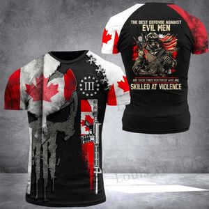 T-shirts masculins 2023 Canada T-shirts canada drapeau 3D Vétéran imprimé vétéran court slve o-cou t