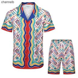 T-shirts masculins 2023 Casablanca Bourge colorée boucle imprimé maillot shortpant Set Men Femmes de haute qualité Hawaii Beach Holiday Surf Suit HKD230817