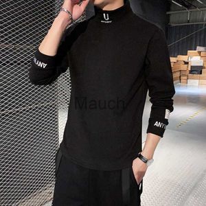 T-shirts pour hommes 2023 Cachemire T-shirts Hommes À Manches Longues Broderie Lettre T-shirt Homme Turtlene Streetwear Casual T-shirts Homme Mode Tee J230721