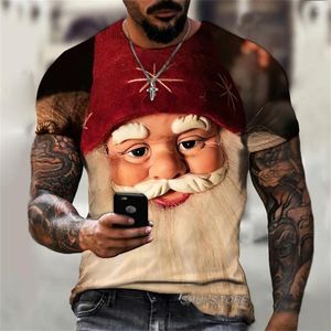 T-shirts pour hommes 2023 Idées cadeaux de Noël Chemise pour t-shirt imprimé Vêtements pour hommes Tendance Produits Surdimensionné Père Noël Haut à manches courtes Lisse