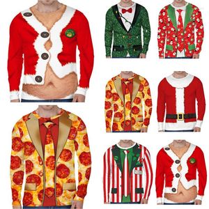 Camisetas de hombre 2023 Navidad hombres Santa 3D dibujos animados divertida camisa fiesta vacaciones noche Navidad camiseta Top ropa novedad otoño camisetas