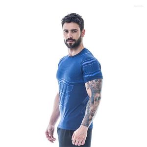 T-shirts pour hommes 2023 Compression séchage rapide T-Shirt Fitness coupe ajustée à manches courtes vêtements mode loisirs col rond imprimé T-Shirt