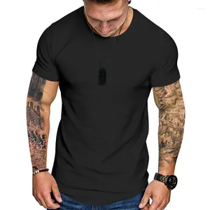 Camisetas para hombre 2023, camiseta de manga corta de verano con fronteras cruzadas, Top informal de cuello redondo de Color sólido europeo y americano