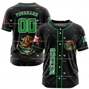 Camisetas de hombre 2023 nombre personalizado amor MEXICO país mexicano azteca 3D impreso béisbol Jersey verano camiseta hombres Tops camiseta de gran tamaño