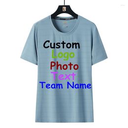 T-shirts pour hommes 2023 Logo personnalisé Texte T-shirt en soie glacée T-shirt pour hommes et femmes de grande taille Chemise à col rond Couple Fat Summer 8XL