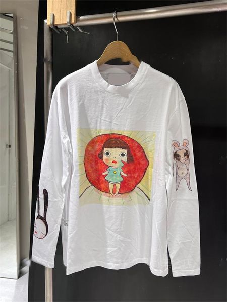 Camisetas para hombre 2023, camiseta de manga larga con estampado de dibujos animados de viento bonito, mallas holgadas de cuello redondo con nicho para mujer, Top