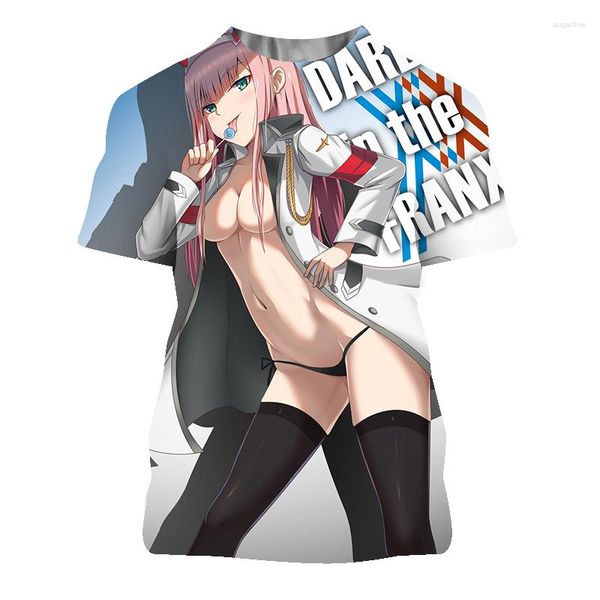 T-shirts pour hommes 2023 Darling dans la chemise Franxx Hommes Femmes T-shirt Enfants Garçon Hip Hop Tops Tees Sexy Girl Tshirt Zero Two Hentai 3D Camisetas