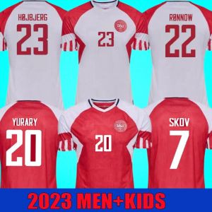 Camisetas para hombres 2023 Dinamarca camiseta ERIKSEN HOME RED AWAY BLANCO 2023 2024 HOJBJERG CHRISTENSEN SKOV OLSEN BRAITHWAITE DOLBERG camisetas de fútbol