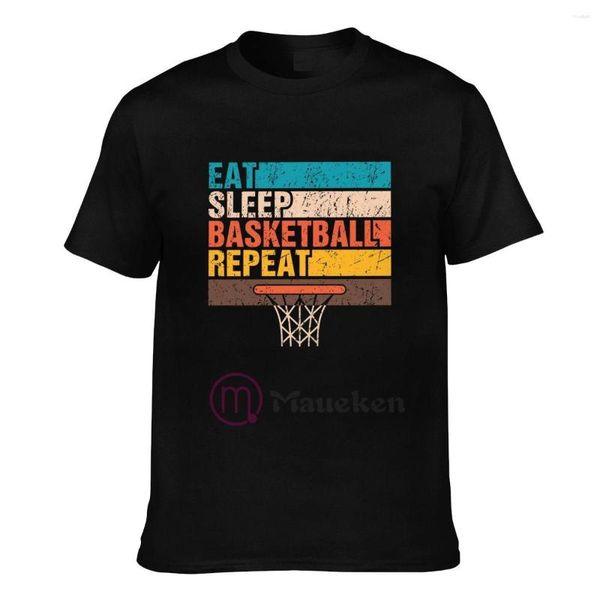 Camisetas para hombre 2023 Eat Sleep Basketball repetido impreso cuello redondo hombres mujeres camiseta Hip Hop Tops camisetas de algodón