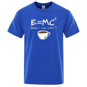 Heren t shirts 2023 Energie - melk bedrukte t -shirt heren koffie ademende casual ronde nek grappig los katoen oversized