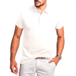 Camisetas para hombres 2023 Comercio exterior europeo y americano Ropa casual Verano Elástico Multi Color Manga grande Polo Camisa Slim Fit Camiseta