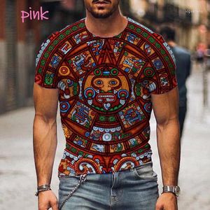 T-shirts pour hommes 2023 Mode Calendrier Aztèque T-shirt imprimé en 3D T-shirt à manches courtes O-Cou Amusant