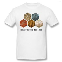 Heren t shirts 2023 mode casual katoen t-shirt nunca se contentar com menos preto colonos de catan homme puro manga curta