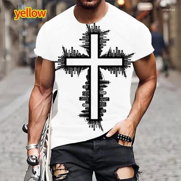 Camisetas para hombre, moda 2023, camiseta informal Unisex con estampado 3d de cruz cristiana de Jesús, Tops
