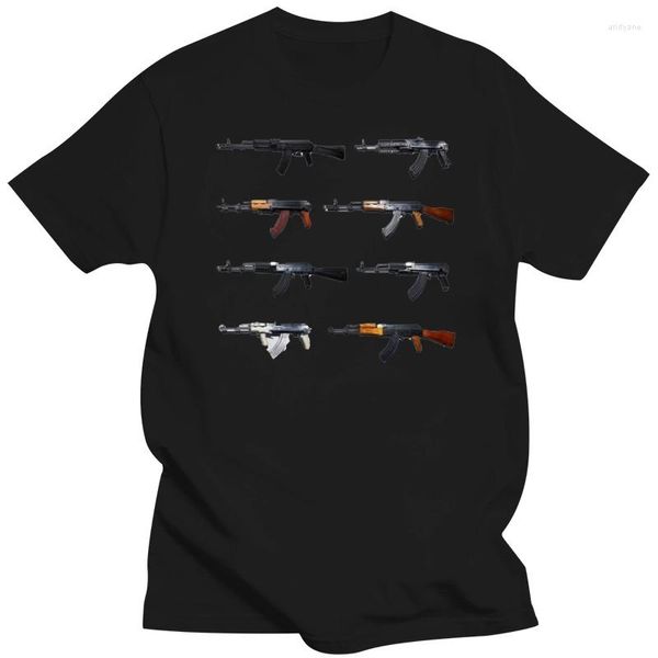 Camisetas de hombre 2023 moda algodón Slim Fit Top ruso Vintage pistola Kalashnikov impreso blanco hombres camiseta diseño
