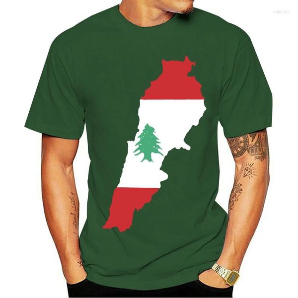 T-shirts pour hommes 2023 Mode drôle Hommes Femmes Nouveauté Liban Carte Drapeau avec course Cool O-Cou Coton