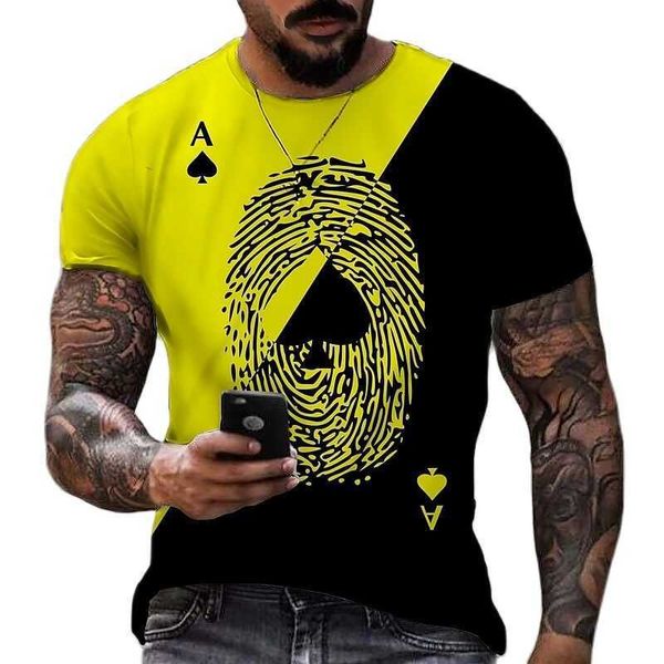 Camisetas para hombres 2023 Moda Hip Hop Naipes Patrón Hombres Camiseta Verano Casual Interesante Poker Gráfico Camisetas O-Cuello Impresión 3D Camiseta 022223H