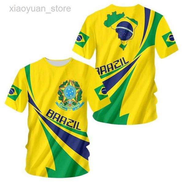 Camisetas para hombres 2023 Camiseta de moda para hombres Camiseta de verano con bandera de Brasil Camiseta con estampado 3D Harajuku Ropa de calle de manga corta Ropa de estilo brasileño M230409