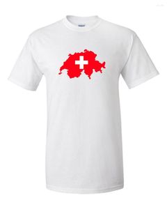 Camisetas de hombre 2023 camisa de moda Swiss Suiza Suisse bandera blanca Cruz roja mapa músculo