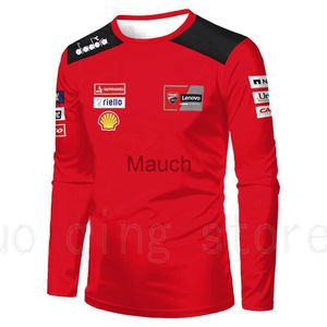 T-shirts pour hommes 2023 Mode Printemps et Automne T-shirts Impression 3D Moto GP Vêtements de sports extrêmes en plein air Rond NE Lâche Manches longues Rouge J230721i9hp