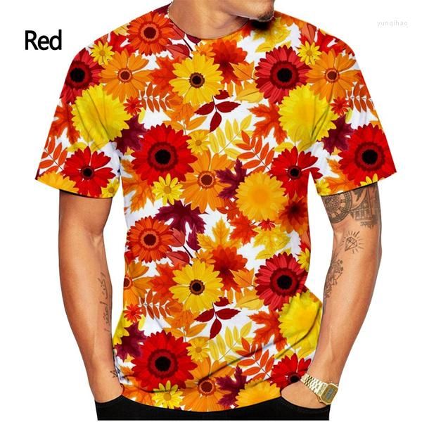 Camisetas para hombre 2023, camiseta con estampado 3D de girasol a la moda y manga corta informal de verano para mujer