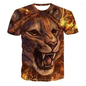 Heren t shirts 2023 woeste tijger 3D geprint dier cool t-shirt mannen en vrouwen korte mouwen zomer ademende mode casual o-neck shirt