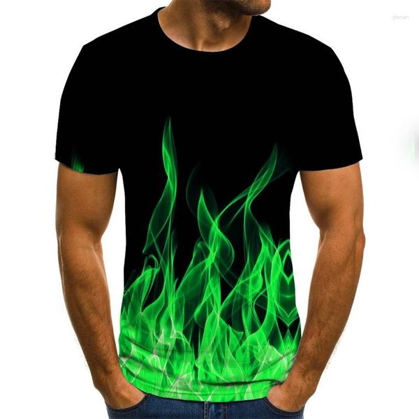 Hommes t-shirts 2023 flamme T-shirt été mode à manches courtes 3D col rond hauts fumée chemise à la mode