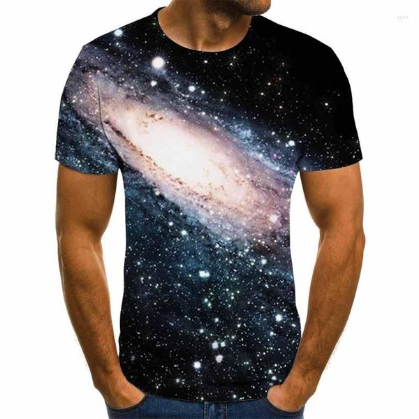 T-shirts pour hommes 2023 Style de commerce extérieur Galaxy ciel étoilé imprimé manches courtes mode d'été 3DT chemise haut respirant