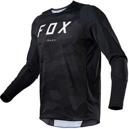 Heren T-shirts 2023 fox teleyi Fietsen T-shirt Mountain Downhill Bike Lange Mouw Racing Kleding DH MTB Offroad Motocross BMX Jerseys Groothandel
