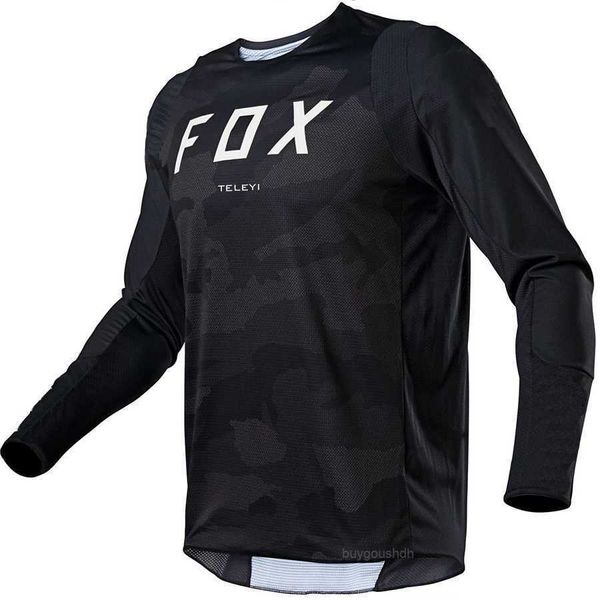 T-shirts masculins 2023 Fox Teleyi Cycling T-shirt Mountain Downhill Bike Long Manche de course Dh Mtb Offroad Motocross BMX Jerseys en gros