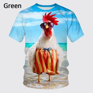 Camisetas para hombre, ropa divertida, Tops cortos de verano con estampado gráfico de pollo, camisetas de animales, Camiseta informal de gran tamaño a la moda 2023