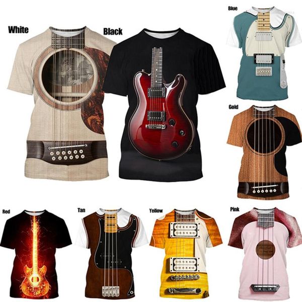 Hommes t-shirts 2023 drôle guitare imprimé T-shirt couverture en coton mode décontracté hommes femmes manches courtes été