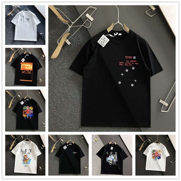 Camisetas para hombres 2023 FW Loewee Nuevas llegadas Hombres Mujeres Diseñador de lujo Lowewe Tees Camiseta blanca Pantalones cortos estampados Camiseta O-cuello loewes Manga corta Hombre RopaChina lujo