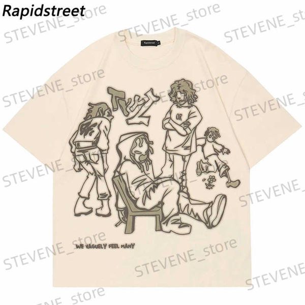 T-shirts hommes 2023 Harajuku Cartoon Girl Cat Japonais Kanji Graphique T-shirt Strtwear Hommes T-shirt Été Court Slve Tshirt Tops Ts Unisexe T240325