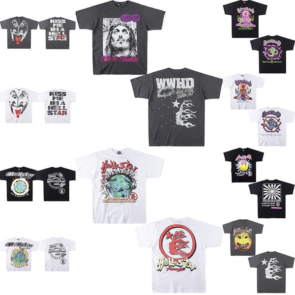 Camisetas para hombres 2023 Hellstar camiseta para hombre y para mujer Diseñador de manga corta Marca de moda Tee High Street Impresión de letras Hip T-shirts Calidez