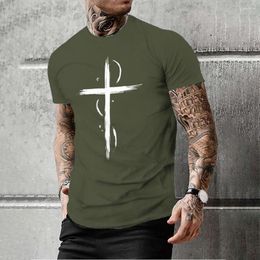 T-shirts pour hommes 2023 T-shirt haut de gamme jésus croix tendance Simple impression 3d à manches courtes ample respirant hauts mode d'été